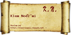 Klem Noémi névjegykártya